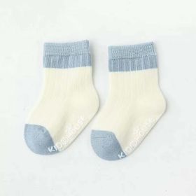 Baby Two Colors Contrast Boneless Bottom Dispensing Socks 1 Lot = 5 Pairs (Color: White, Size/Age: S (3-12M))