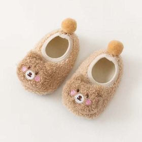 Baby 3D Cartoon Bear Patched Pattern Non-Slip Warm Shoes (Color: Khaki, Size/Age: Insole Length 11.00 cm)