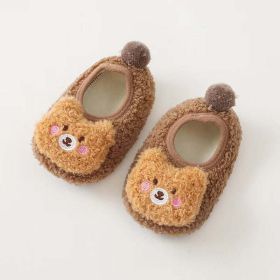 Baby 3D Cartoon Bear Patched Pattern Non-Slip Warm Shoes (Color: Brown, Size/Age: Insole Length 12.00 cm)