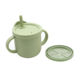 Baby Anti-Drop And Anti-Spill Binaural Learning Drinking Cup (Color: Green, Size/Age: Average Size (0-8Y))