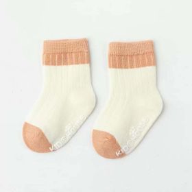 Baby Two Colors Contrast Boneless Bottom Dispensing Socks 1 Lot = 5 Pairs (Color: Pink, Size/Age: XS (0-3M))