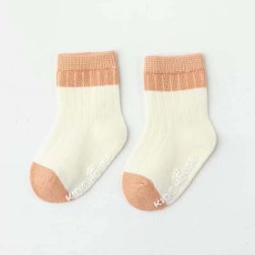 Baby Two Colors Contrast Boneless Bottom Dispensing Socks 1 Lot = 5 Pairs (Color: Pink, Size/Age: S (3-12M))