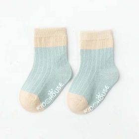 Baby Two Colors Contrast Boneless Bottom Dispensing Socks 1 Lot = 5 Pairs (Color: Green, Size/Age: XS (0-3M))