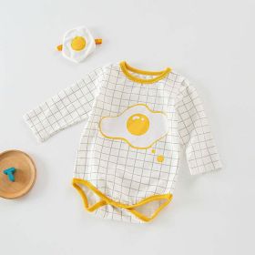 Baby 1pcs Cartoon Graphic Soft Cotton Long Sleeves Bodysuit With Hats (Color: Light Yellow, Size/Age: 73 (6-9M))