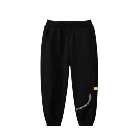 Baby Letters Pattern Solid Color Simple Style Trousers Pants (Color: Black, Size/Age: 100 (2-3Y))