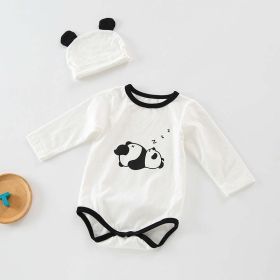Baby 1pcs Cartoon Graphic Soft Cotton Long Sleeves Bodysuit With Hats (Color: White, Size/Age: 90 (12-24M))
