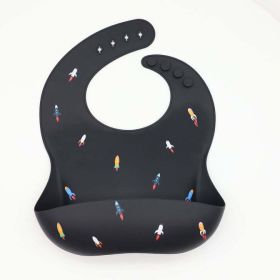 Baby Printed Pattern Food Grade Silicone Bibs (Color: Black, Size/Age: Average Size (0-8Y))