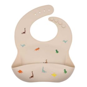 Baby Printed Pattern Food Grade Silicone Bibs (Color: Beige, Size/Age: Average Size (0-8Y))