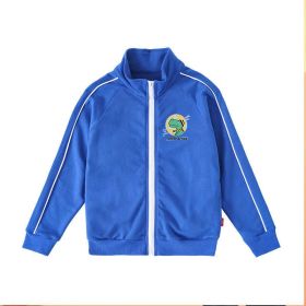 Baby Boy 1pcs Cartoon Dinosaur Pattern Zipper Front Coat (Color: Blue, Size/Age: 150 (10-12Y))