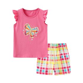 Baby Girl Floral Pattern Crewneck T-Shirt Summer Clothing Sets (Color: Light Pink, Size/Age: 100 (2-3Y))