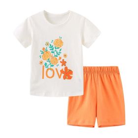 Baby Girl Floral Pattern Crewneck T-Shirt Summer Clothing Sets (Color: White, Size/Age: 120 (5-7Y))