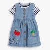 Baby Girl Cartoon Vegetable Embroidered Pattern Button Front Denim Vest Dress