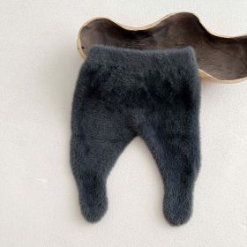 Baby Boy And Girl Solid Color Faux Mink Fleece Warm Outing Socks (Color: Black, Size/Age: 66 (3-6M))