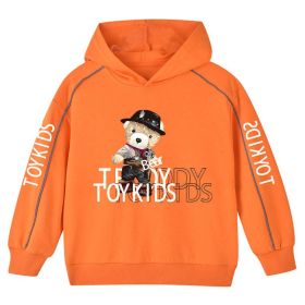 Baby Boy Cartoon Bear Pattern Glowing Tape Design Hoodies With Cap (Color: Pink, Size/Age: 150 (10-12Y))