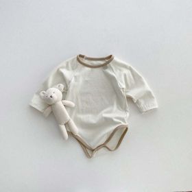 Baby Girl Solid Color Long Sleeves Soft Cotton Intimate Bodysuit (Color: Apricot, Size/Age: 73 (6-9M))