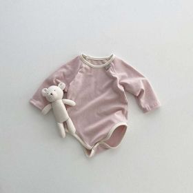 Baby Girl Solid Color Long Sleeves Soft Cotton Intimate Bodysuit (Color: Pink, Size/Age: 66 (3-6M))
