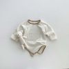Baby Girl Solid Color Long Sleeves Soft Cotton Intimate Bodysuit