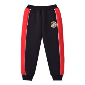 Baby Twill Fleece Side Patchwork Design Teething Sweatpants (Color: Black, Size/Age: 100 (2-3Y))