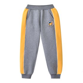 Baby Twill Fleece Side Patchwork Design Teething Sweatpants (Color: Grey, Size/Age: 90 (12-24M))