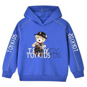 Baby Boy Cartoon Bear Pattern Glowing Tape Design Hoodies With Cap (Color: Light Blue, Size/Age: 90 (12-24M))