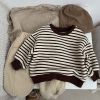 Baby Striped Pattern Long Sleeve Loose Crewneck Pullover Hoodies