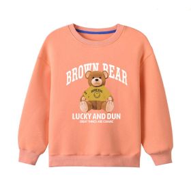 Baby Bear And Letter Print Pattern Pullover Cotton Long Sleeve Hoodies (Color: Orange, Size/Age: 100 (2-3Y))