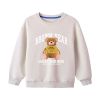 Baby Bear And Letter Print Pattern Pullover Cotton Long Sleeve Hoodies