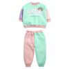 Baby Girl Rainbow Pattern Contrast Design Pullover Hoodie Combo Pants Sets