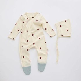 Baby Printed Graphic Side Button Design Long Sleeved Jumpsuit Romper Pajamas With Hat (Color: Light Blue, Size/Age: 73 (6-9M))