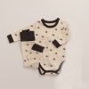 Baby Star & Moon Graphic Cotton Bodysuit Combo Pants Thermal Underwear Sets