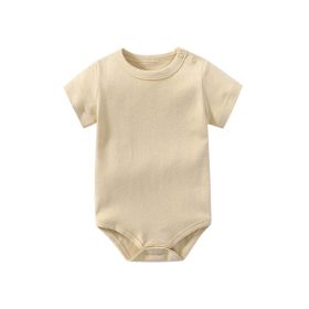 Baby Solid Color Short Sleeve Soft Cotton Comfy Onesies (Color: Apricot, Size/Age: 80 (9-12M))