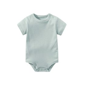 Baby Solid Color Short Sleeve Soft Cotton Comfy Onesies (Color: Green, Size/Age: 73 (6-9M))