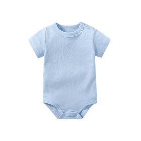 Baby Solid Color Short Sleeve Soft Cotton Comfy Onesies (Color: Blue, Size/Age: 59 (0-3M))