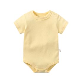 Baby Solid Color Short Sleeve Soft Cotton Comfy Onesies (Color: Yellow, Size/Age: 59 (0-3M))