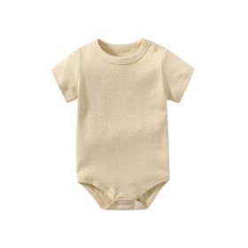 Baby Solid Color Short Sleeve Soft Cotton Comfy Onesies (Color: Apricot, Size/Age: 90 (12-24M))