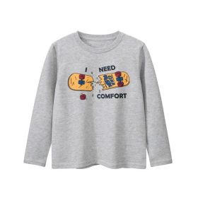 Baby Boy And Girl Print Pattern Autumn New Style Tops (Color: Grey, Size/Age: 130 (7-8Y))