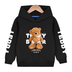 Baby Boy Slogan And Bear Print Pattern Long Sleeve Hoodie With Hat (Color: Navy Blue (Dark Blue), Size/Age: 130 (7-8Y))