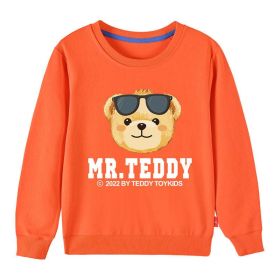 Baby Boy Cartonn Bear Pattern O-Neck Casual Hoodies (Color: Orange, Size/Age: 110 (3-5Y))