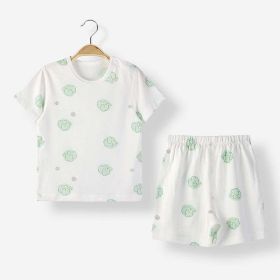 Baby Animal Print T-Shirt Combo 1-Pieces Solid Shorts Sets (Color: Green, Size/Age: 73 (6-9M))
