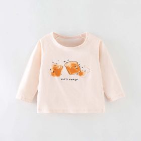 Baby Boy And Girl Bread Pattern Soft Cotton O-Neck Shirt (Color: Pink, Size/Age: 130 (7-8Y))
