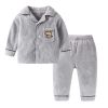 Baby 1pcs Cartoon Animal Pattern Coral Fleece Cardigan & Pants Tracksuit Sets