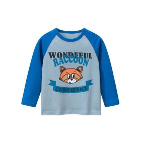 Baby Boy Cartoon Animal Print Pattern Cute Pullover Tops (Color: Blue, Size/Age: 130 (7-8Y))
