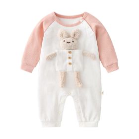 Baby 3D Cartoon Animal Patchwork Design Color Matching Long-Sleeved Rompers (Color: Pink, Size/Age: 73 (6-9M))