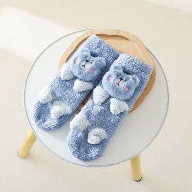 Baby Cartoon Animal Graphic Thermal Plush Design Long Tube Socks (Color: Blue, Size/Age: (0-8Y))