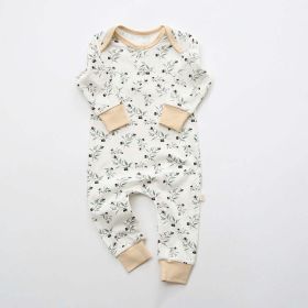 Baby Floral Graphic Envelope Collar Design Soft Cotton Nordic Style Jumpsuit (Color: White, Size/Age: 80 (9-12M))