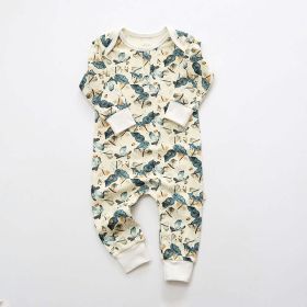 Baby Floral Graphic Envelope Collar Design Soft Cotton Nordic Style Jumpsuit (Color: Blue, Size/Age: 90 (12-24M))