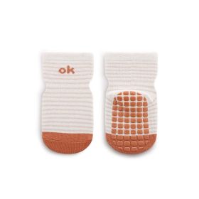 Baby Cartoon And Striped Pattern Non-Slip Design Socks (Color: White, Size/Age: S (0-1Y))