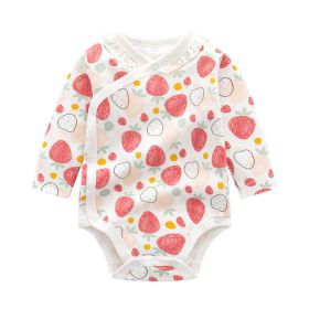 Baby Cartoon Print Pattern Side Button Design Long Sleeve Onesies (Color: Pink, Size/Age: 90 (12-24M))