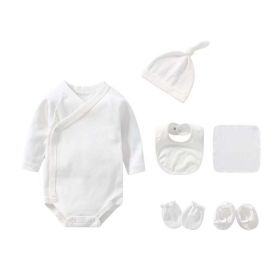 Newborn Solid Color Cotton Bodysuit Thin Style Sets (Color: White, Size/Age: 59 (0-3M))