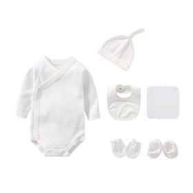 Newborn Solid Color Cotton Bodysuit Thin Style Sets (Color: White, Size/Age: 59 (0-3M))